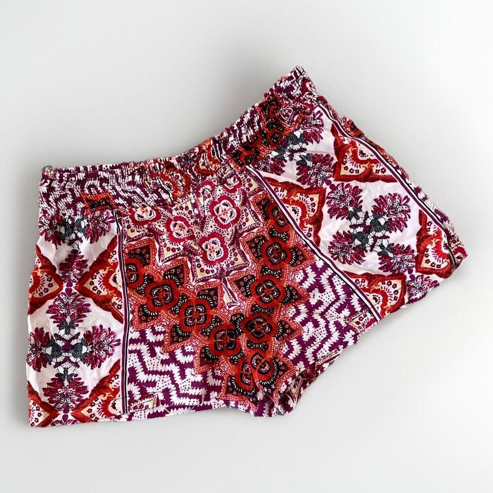 Angie women shorts NWT Small Purple Orange Red boho Hippie pull on Elastic Waist